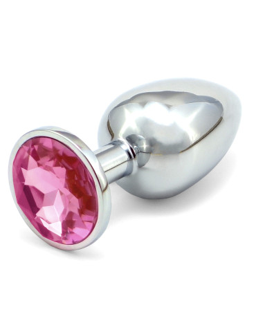 Anální kovový kolík s krystalem , světle růžový
