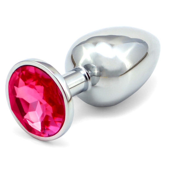 Anální kovový kolík s krystalem , tmavě růžový
