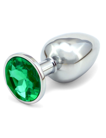 Anální kovový kolík s krystalem , tmavě zelený