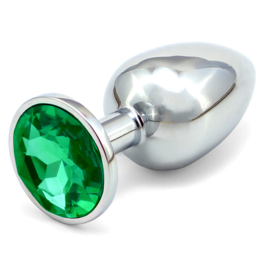 Anální kovový kolík s krystalem , tmavě zelený