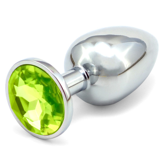 Anální kovový kolík s krystalem , světle zelený