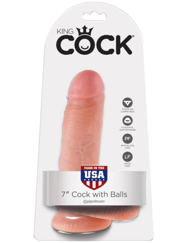 Realistické dildo s varlaty King Cock 7" , Pipedream