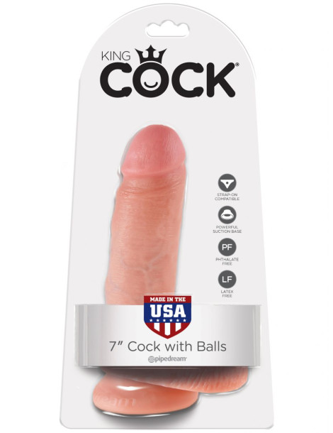 Realistické dildo s varlaty King Cock 7" , Pipedream