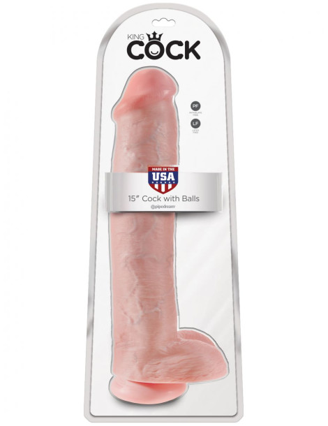 Realistické dildo s varlaty King Cock 15" , Pipedream