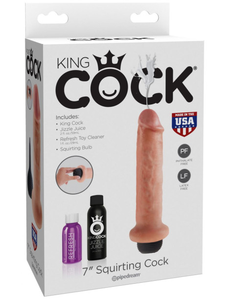 Realistické stříkající dildo King Cock 7" , 21,6 cm, Pipedream