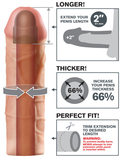 Realistický návlek na penis MEGA (zvětší o 5,1 cm)