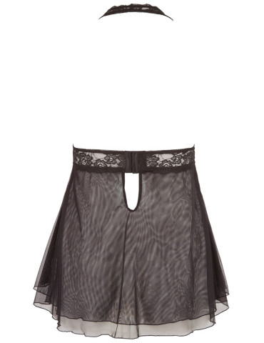 Průsvitný černý babydoll s krajkou a průstřihy na prsou , Cottelli Collection