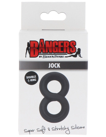 Dvojitý erekční kroužek ze silikonu Jock , Hidden Desire