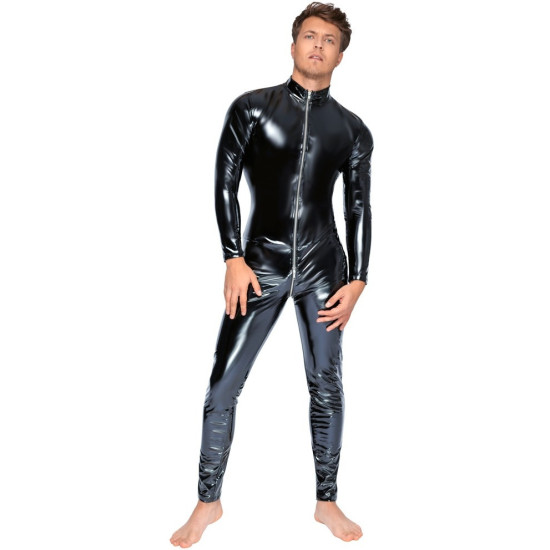 Lakovaný pánský overal s trojcestným zipem , Black Level