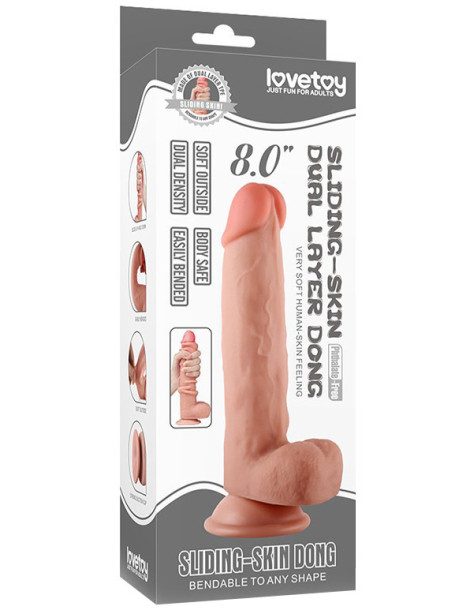 Dildo s pohyblivou kůží a přísavkou Sliding Skin 8" , Lovetoy