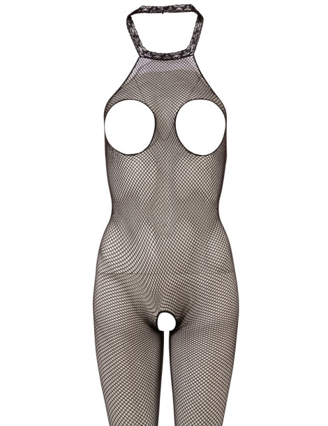 Síťovaný catsuit s límečkem a odhalenými ňadry i rozkrokem , NO:XQSE