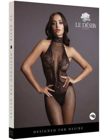 Síťovaný catsuit s krajkou a otvorem v rozkroku Le Désir , SHOTS (one size)