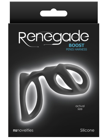Silikonový postroj na penis a varlata Renegade Boost , NS Novelties