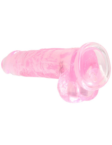 Realistické dildo s varlaty a přísavkou RealRock 8" , SHOTS (růžové)