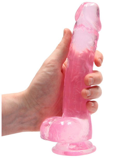 Realistické dildo s varlaty a přísavkou RealRock 8" , SHOTS (růžové)