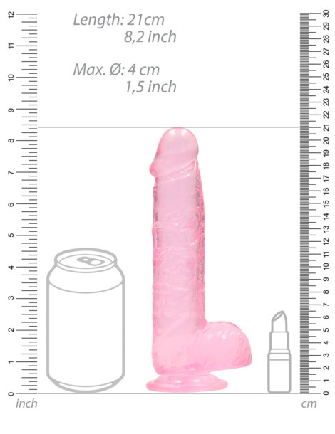 Realistické dildo s varlaty a přísavkou RealRock 8" , SHOTS (růžové)