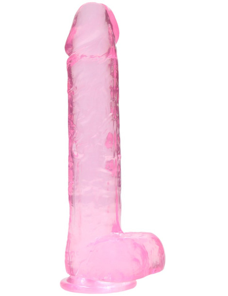 Realistické dildo s varlaty a přísavkou RealRock 9" , SHOTS (růžové)