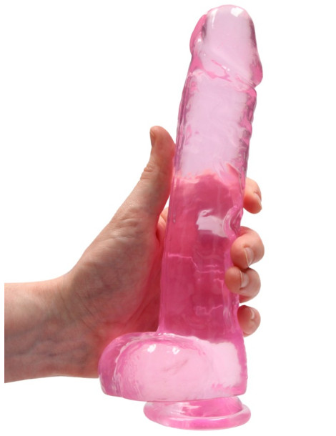 Realistické dildo s varlaty a přísavkou RealRock 9" , SHOTS (růžové)
