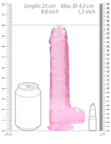 Realistické dildo s varlaty a přísavkou RealRock 9" , SHOTS (růžové)