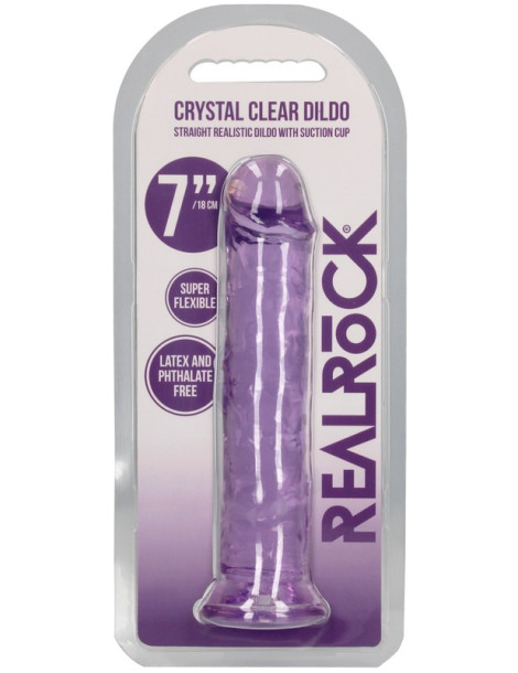 Realistické dildo s přísavkou RealRock 7" , SHOTS (fialové)