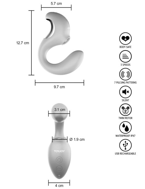 Vibrátor s pulzačním stimulátorem klitorisu TWIST , TOYJOY