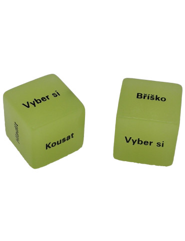 Erotické svítící hrací kostky Láska je hra (2 ks)