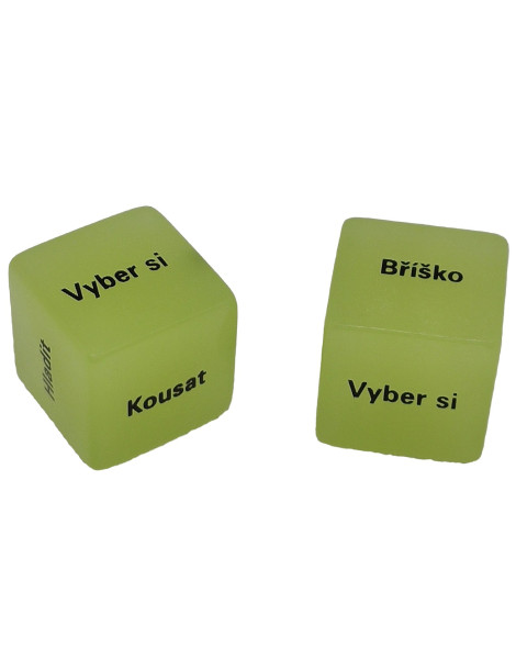 Erotické svítící hrací kostky Láska je hra (2 ks)