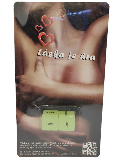 Erotické svítící hrací kostky Láska je hra (2 ks)