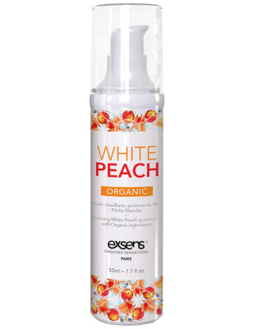 Hřejivý intimní masážní olej White Peach Organic , Exsens (50 ml)