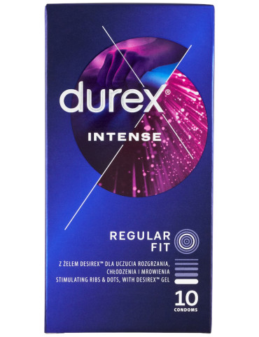 Kondomy s vroubky a stimulačním gelem Durex Intense (10 ks)
