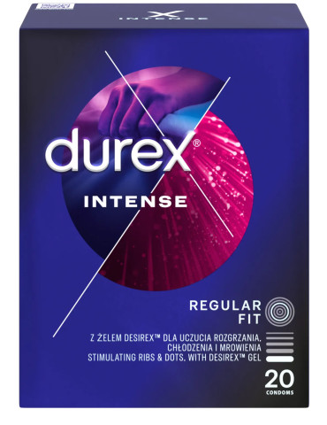 Kondomy s vroubky a stimulačním gelem Durex Intense (20 ks)