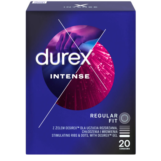 Kondomy s vroubky a stimulačním gelem Durex Intense (20 ks)