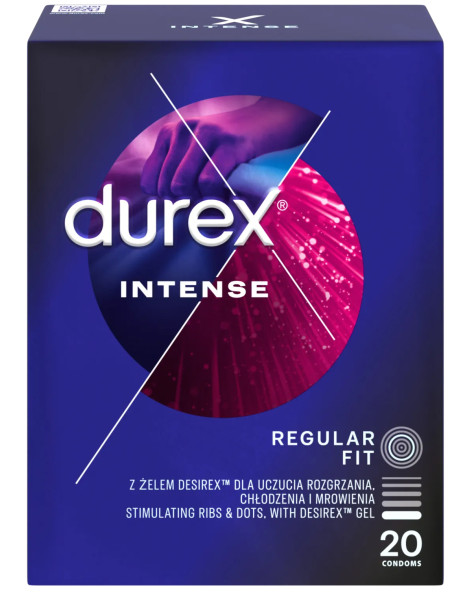 Kondomy s vroubky a stimulačním gelem Durex Intense (20 ks)