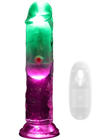 Svítící realistický vibrátor s přísavkou (+ dálkový ovladač) 6" , RealRock