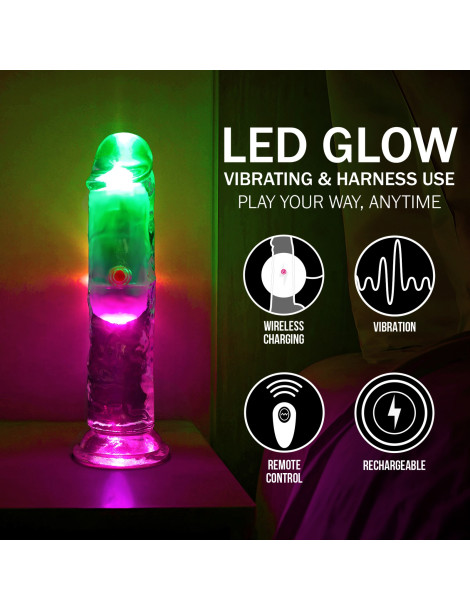 Svítící realistický vibrátor s přísavkou (+ dálkový ovladač) 6" , RealRock