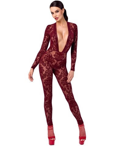 Catsuit se sametovým květinovým potiskem , NOIR