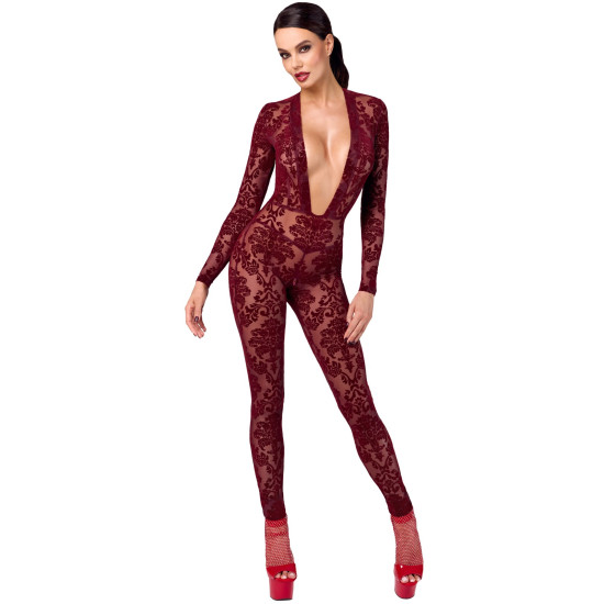 Catsuit se sametovým květinovým potiskem , NOIR
